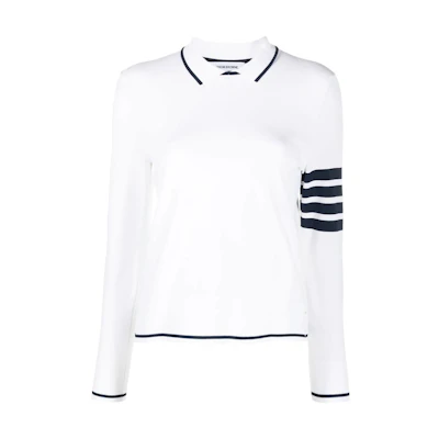 (Women) Thom Browne Striped Crewneck Slim-Fit Sweater White FKA415AY5501100