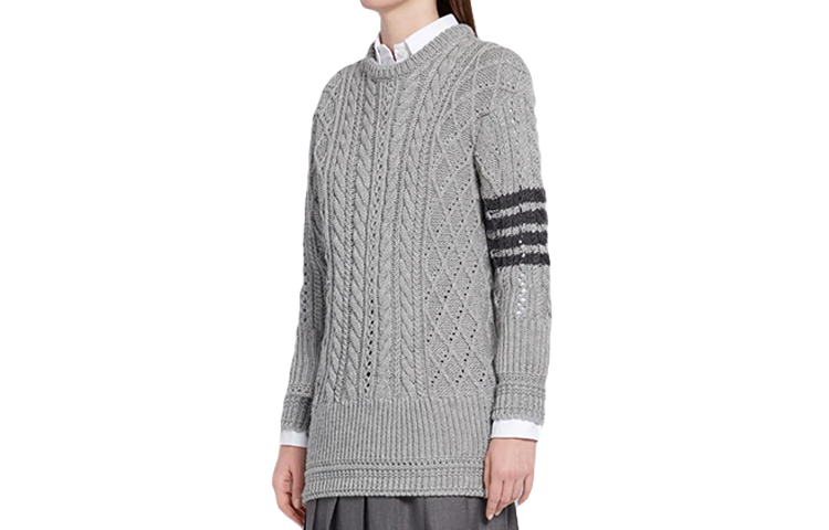 Lookbook (W) トムブラウン ストライプ ニット セーター ライトグレー FKA276A-00014-055