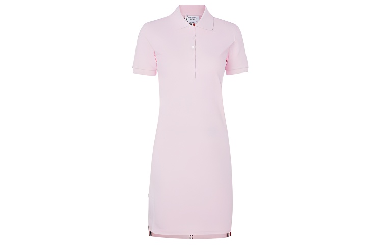 (Women) THOM BROWNE Striped Polo Collar Short Sleeve Dress Pink (Back to School) FJD027A-00050-680