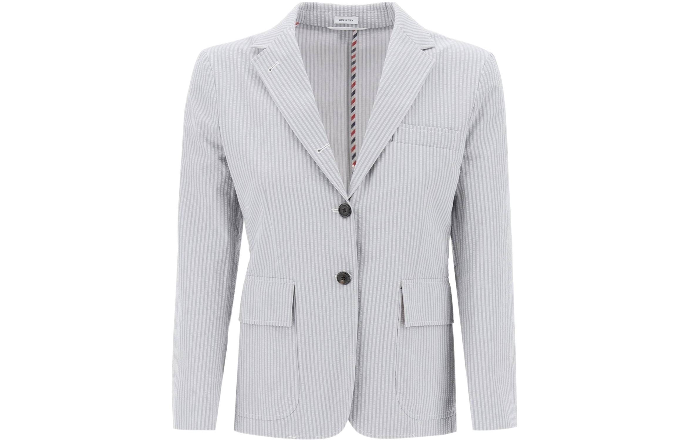 (Women) Thom Browne Striped Single-Breasted Blazer Light Grey SS24 FBC900UF0600-055 圖 2