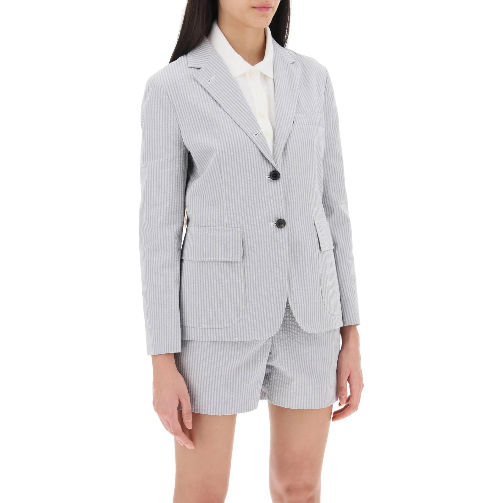(Women) Thom Browne Striped Single-Breasted Blazer Light Grey SS24 FBC900UF0600-055 圖 3