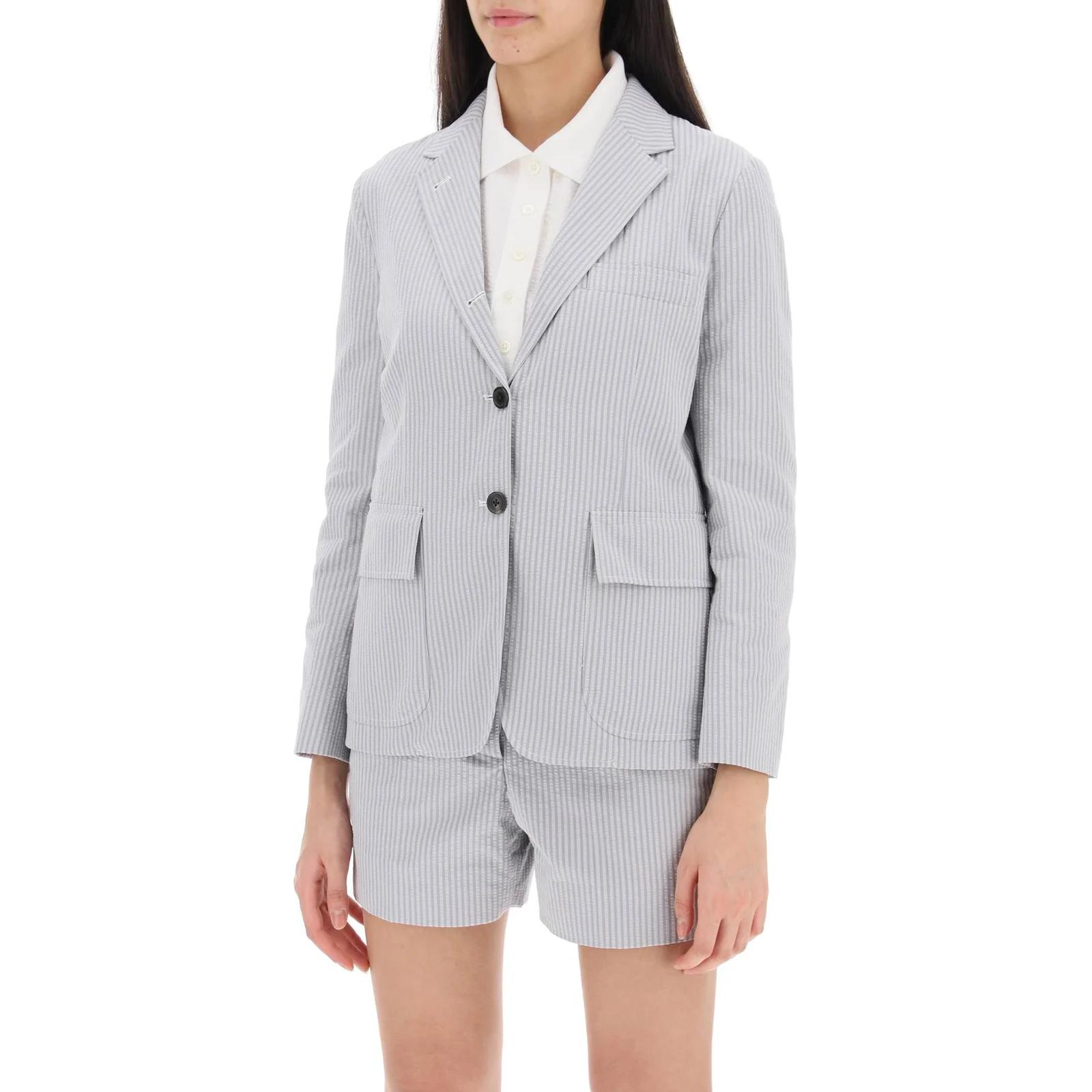 (Women) Thom Browne Striped Single-Breasted Blazer Light Grey SS24 FBC900UF0600-055 圖 5