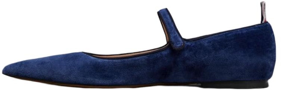 (W) Thom Browne Suede Pointed Toe Flat 'Biru Navy' FFF157A03883435 Buy (W) Thom Browne Suede Pointed Toe Flat 'Biru Navy' FFF157A03883435