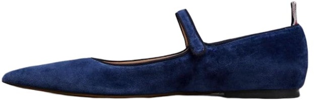 (Women) Thom Browne Suede Pointed Toe Flat 'Navy Blue' FFF157A03883435 (Women) Thom Browne Suede Pointed Toe Flat 'Navy Blue' FFF157A03883435