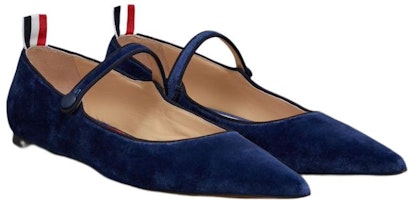 (W) Thom Browne Suede Sepatu Datar Lancip 'Biru Navy' FFF157A03883435 Lookbook (W) Thom Browne Suede Sepatu Datar Lancip 'Biru Navy' FFF157A03883435