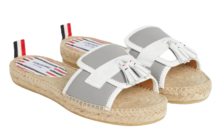Order (W) Thom Browne Kwast Espadrille Slide ''Grijs Wit'' FFF115A05584133