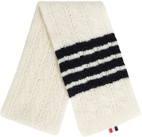 (Women) Thom Browne TB Striped Fashion Warm Knit Scarf White FKS058A-Y8007-100 (Women) Thom Browne TB Striped Fashion Warm Knit Scarf White FKS058A-Y8007-100