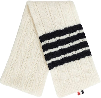(Women) Thom Browne TB Striped Fashion Warm Knit Scarf White FKS058A-Y8007-100 Order (Women) Thom Browne TB Striped Fashion Warm Knit Scarf White FKS058A-Y8007-100