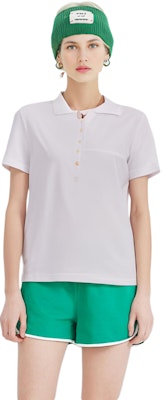 (W) 톰 브라운 트리컬러 스트라이프 반팔 폴로 셔츠 화이트 FJP014A-00050-100 3