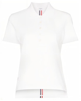 (W) 톰 브라운 트리컬러 스트라이프 반팔 폴로 셔츠 화이트 FJP014A-00050-100 Order (W) 톰 브라운 트리컬러 스트라이프 반팔 폴로 셔츠 화이트 FJP014A-00050-100