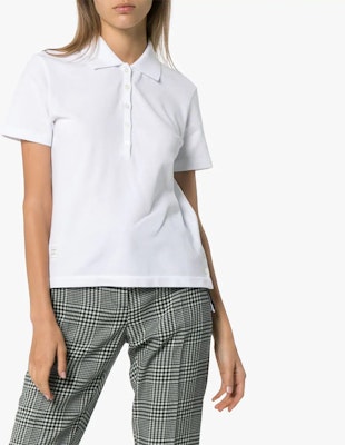 (W) 톰 브라운 트리컬러 스트라이프 반팔 폴로 셔츠 화이트 FJP014A-00050-100 Lookbook (W) 톰 브라운 트리컬러 스트라이프 반팔 폴로 셔츠 화이트 FJP014A-00050-100