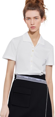 (W) 톰 브라운 트리컬러 스트라이프 반팔 폴로 셔츠 화이트 FJP014A-00050-100 Cheap (W) 톰 브라운 트리컬러 스트라이프 반팔 폴로 셔츠 화이트 FJP014A-00050-100