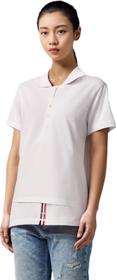 (W) 톰 브라운 트리컬러 스트라이프 반팔 폴로 셔츠 화이트 FJP014A-00050-100 2