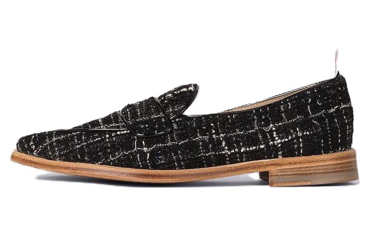 (W) Thom Browne Tweed Casual Shoe 'Black Plaid Ribbon'