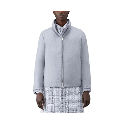(Women) Thom Browne Ultralight Reversible Funnel Neck Down Jacket Light Grey FBD053X-00021-055