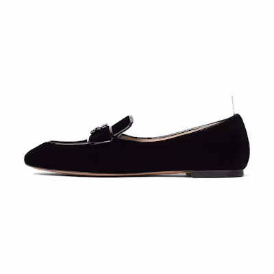 (W) Thom Browne Velvet Loafer 'Black Bow'
