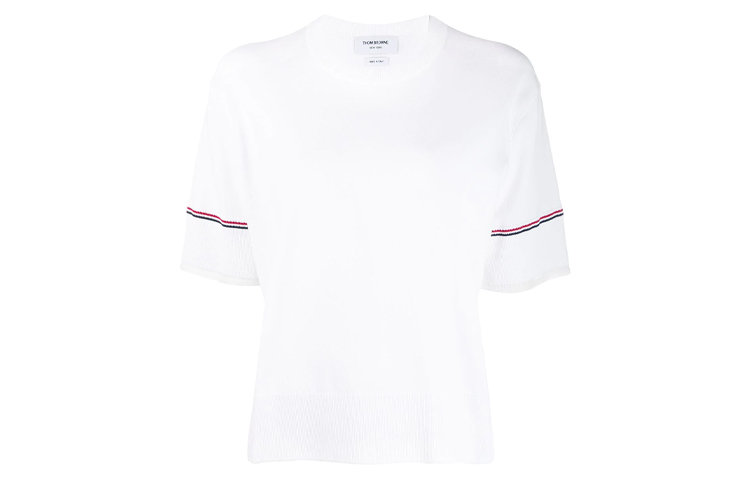 (Women) Thom Browne White Crew Neck Short Sleeve Casual T-Shirt FKA258A-03131-100 圖 2