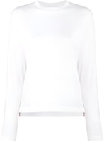 (Women) THOM BROWNE White Crewneck Long Sleeve Tee FW21 Collection. FJS037A-05398-100 (Women) THOM BROWNE White Crewneck Long Sleeve Tee FW21 Collection. FJS037A-05398-100