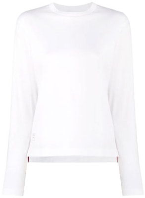 (W) THOM BROWNE Kaos Lengan Panjang Crewneck Putih Koleksi FW21. FJS037A-05398-100 Order (W) THOM BROWNE Kaos Lengan Panjang Crewneck Putih Koleksi FW21. FJS037A-05398-100