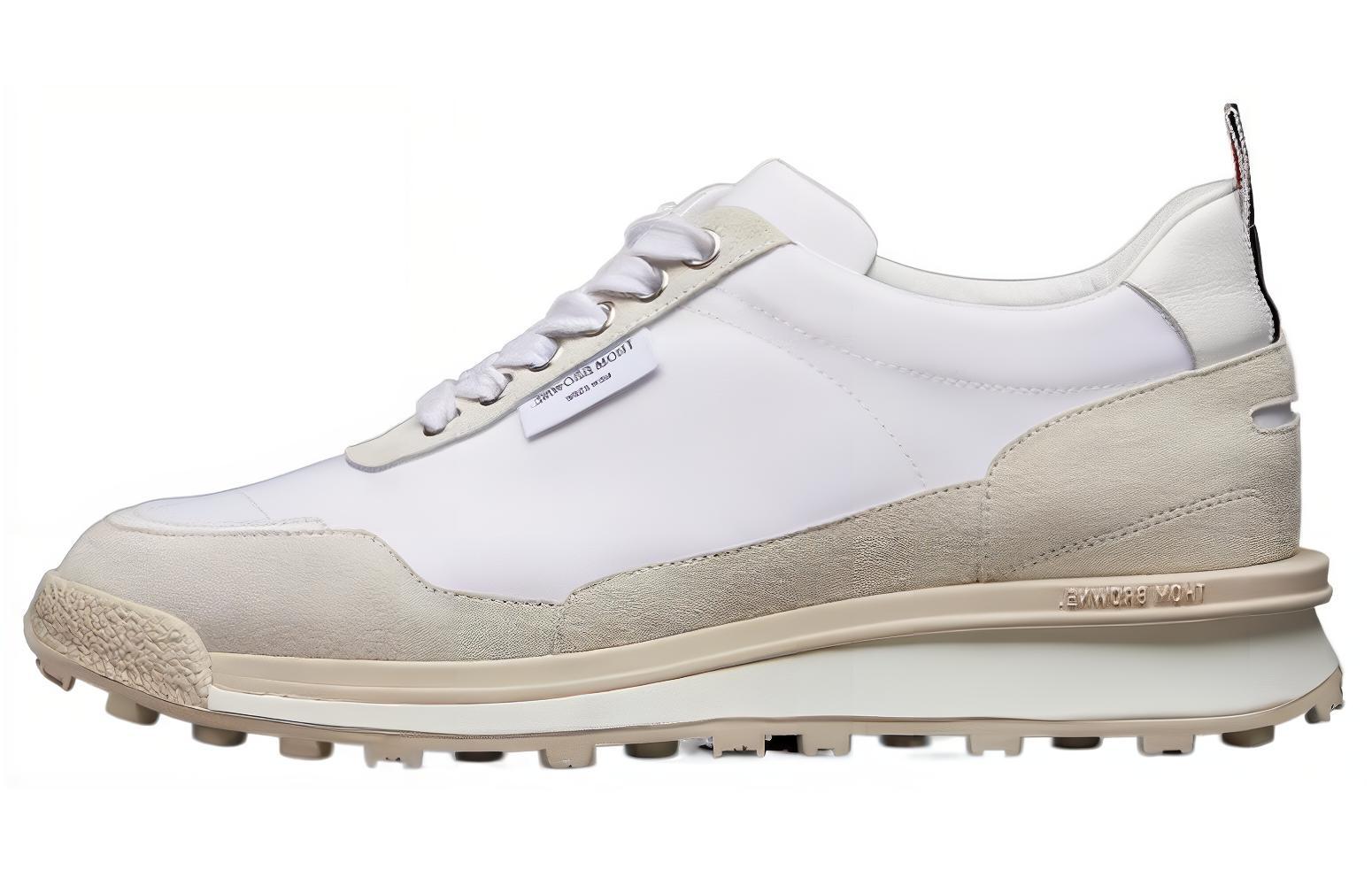 (Women) Thom Browne White Leather Casual Low-Top Sneakers FFD133AF0488107