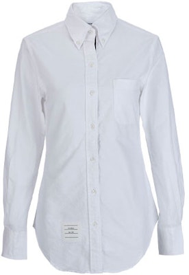 (W) THOM BROWNE Camisa Blanca Manga Larga con Logo Patch y Botones. FLL005E-06177-100 Buy (W) THOM BROWNE Camisa Blanca Manga Larga con Logo Patch y Botones. FLL005E-06177-100