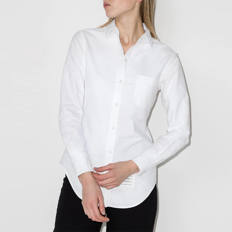 (Women) THOM BROWNE White Satin Detail Shirt SS21 FLL019A-06177-100 圖 4