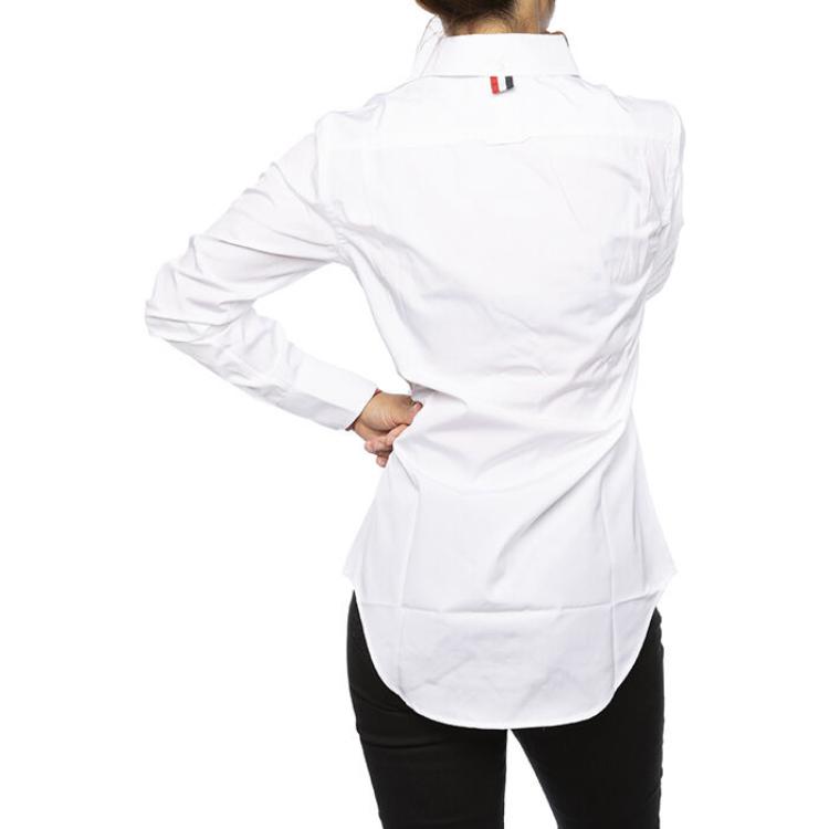 (Women) Thom Browne White Slim-Fit Long-Sleeve Shirt with Three Stripes. FLL005E-03113-100 圖 4
