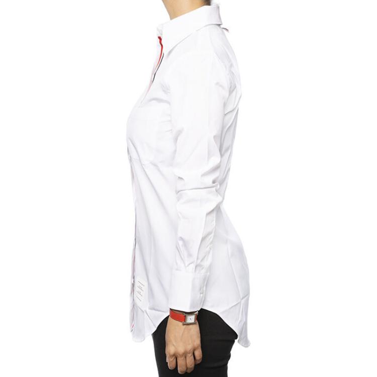 (Women) Thom Browne White Slim-Fit Long-Sleeve Shirt with Three Stripes. FLL005E-03113-100 圖 7