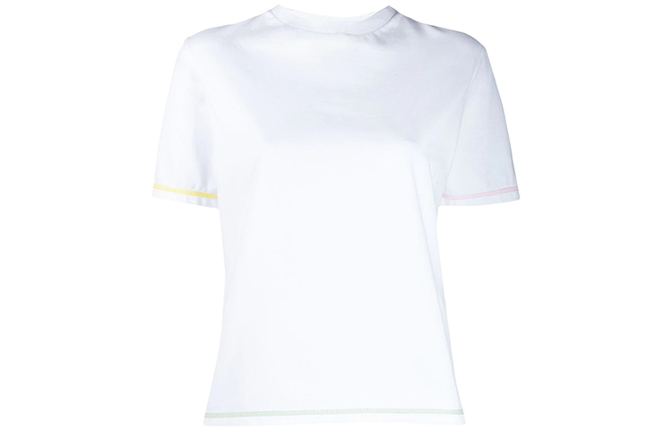 (Women) THOM BROWNE White T-Shirt with Color Striped Sleeves FJS049A-01454-100 圖 2