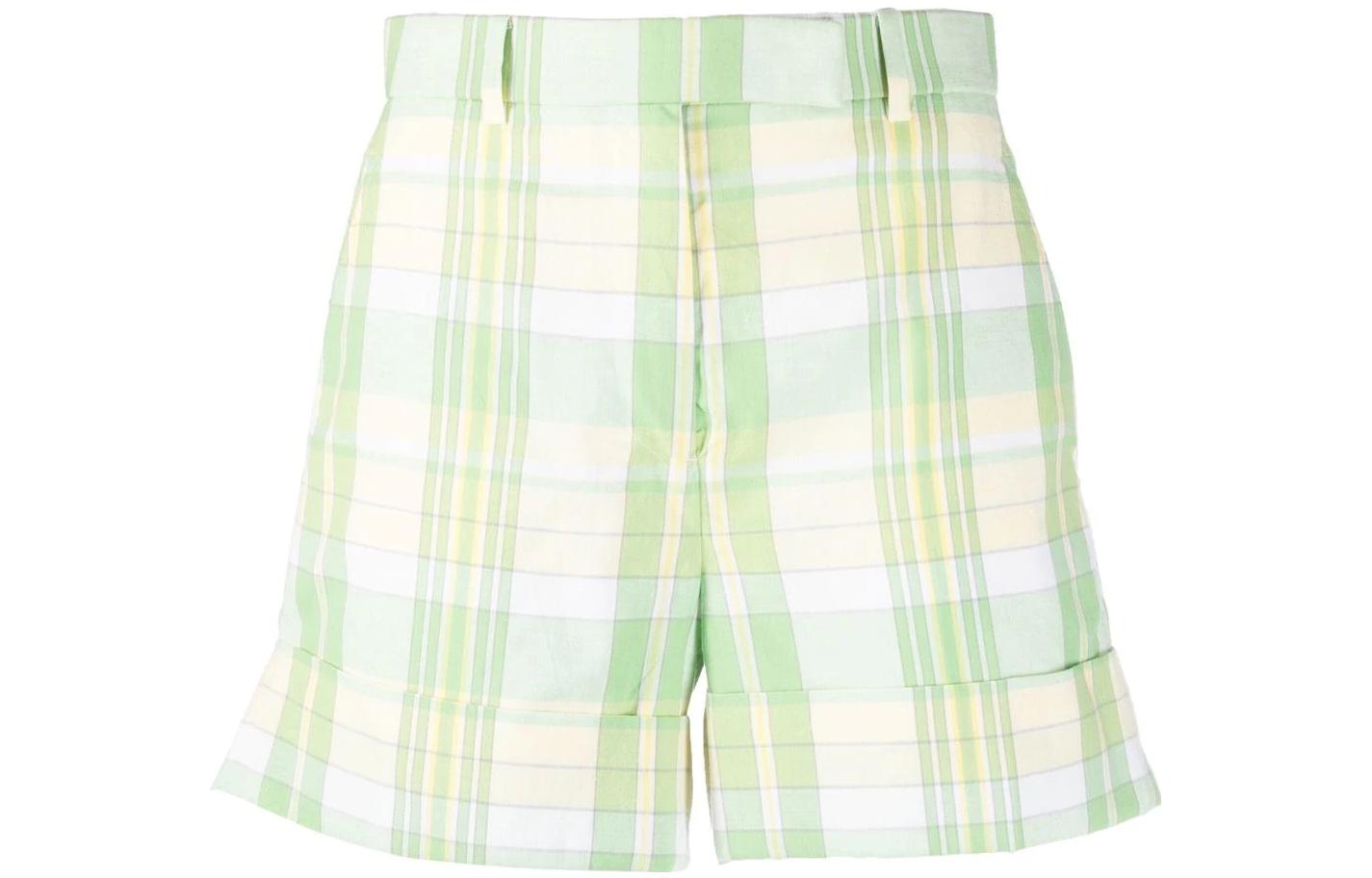 (Women) Thom Browne Women’s Plaid Cotton Belted Casual Shorts. FTC463A-F0171-330