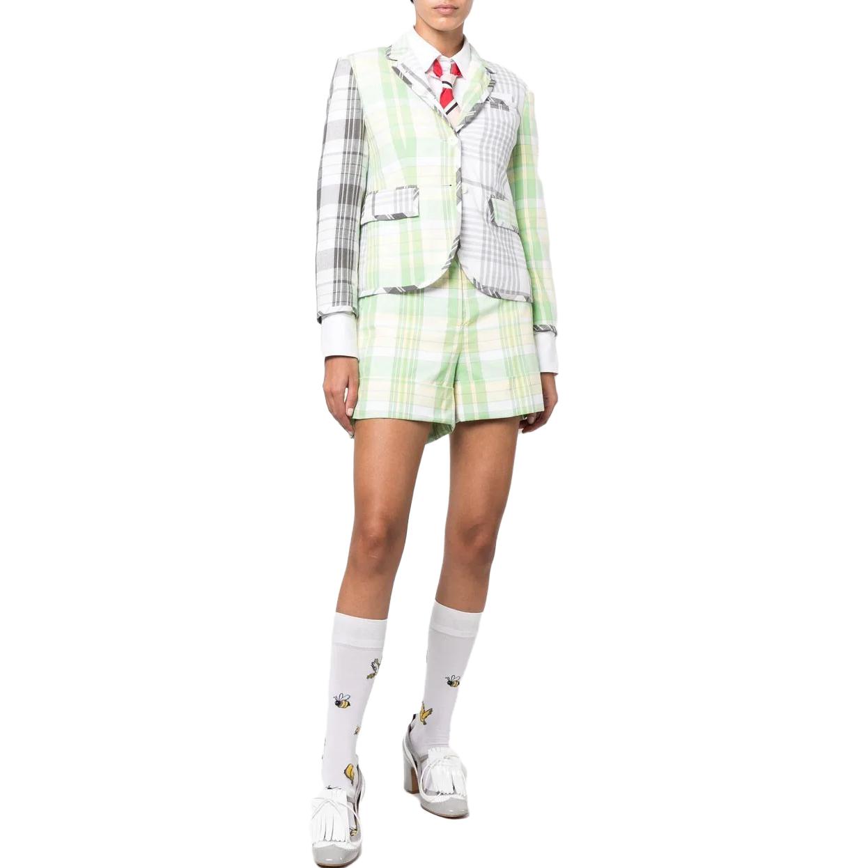 Lookbook (W) Shorts Casual de Algodón a Cuadros con Cinturón para Mujer de Thom Browne. FTC463A-F0171-330