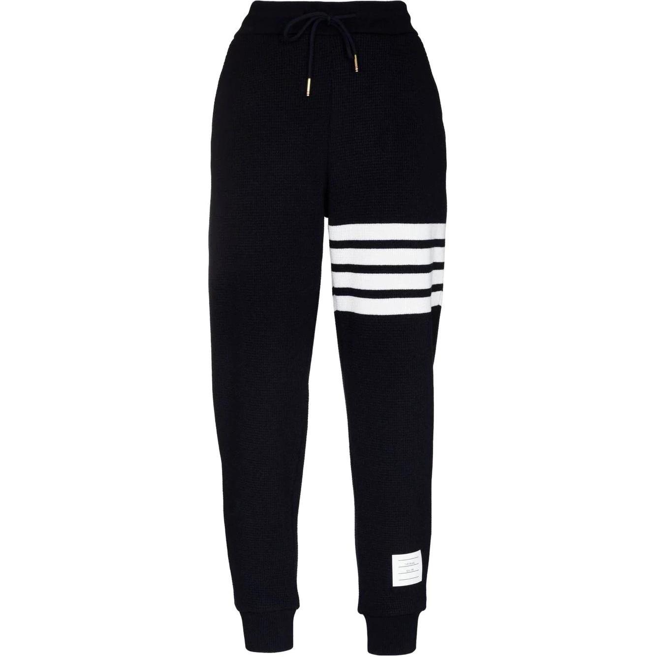 (Women) Thom Browne Women’s Striped Knit Joggers Navy Blue. FJQ069A-08138-415