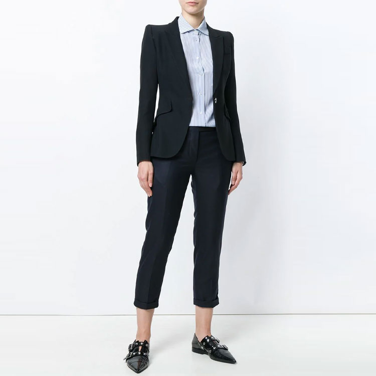 Cheap (W) THOM BROWNE 羊毛九分褲 海軍藍 FTC025A-00626-415