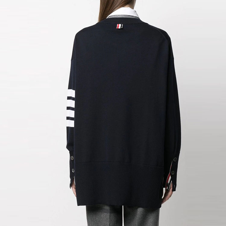 (Women) Thom Browne Wool Sweater Round Neck 4-Bar Stripes Blue. FKA342A-Y1002-415 圖 4