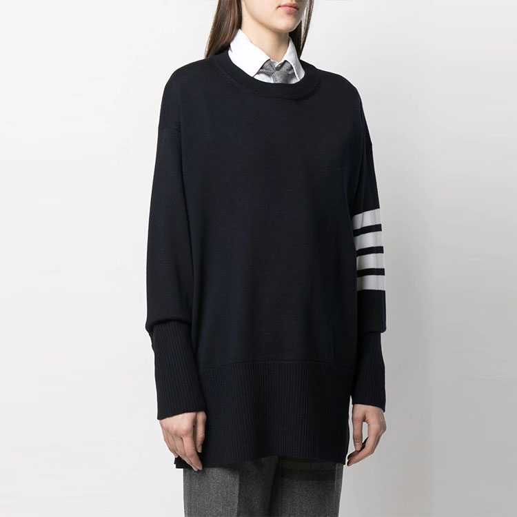 (Women) Thom Browne Wool Sweater Round Neck 4-Bar Stripes Blue. FKA342A-Y1002-415 圖 5