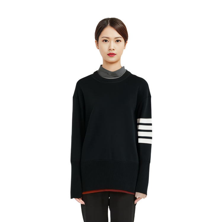 (Women) Thom Browne Wool Sweater Round Neck 4-Bar Stripes Blue. FKA342A-Y1002-415 圖 6