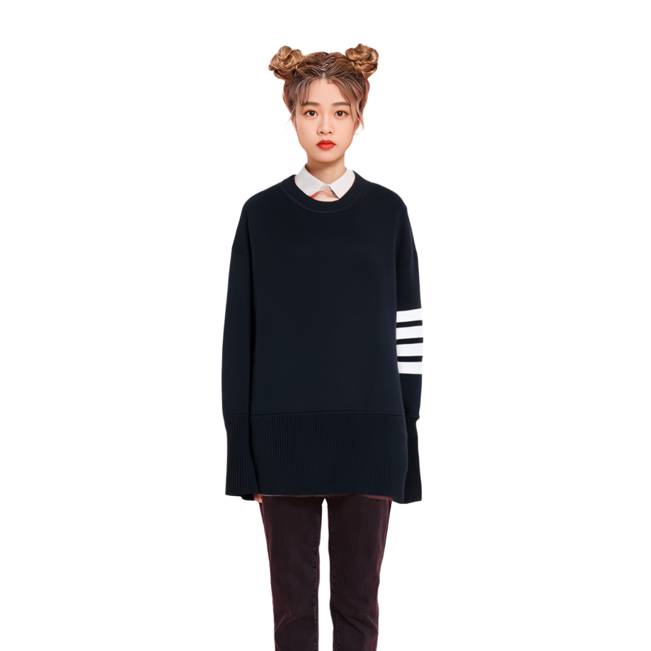 (Women) Thom Browne Wool Sweater Round Neck 4-Bar Stripes Blue. FKA342A-Y1002-415 圖 7