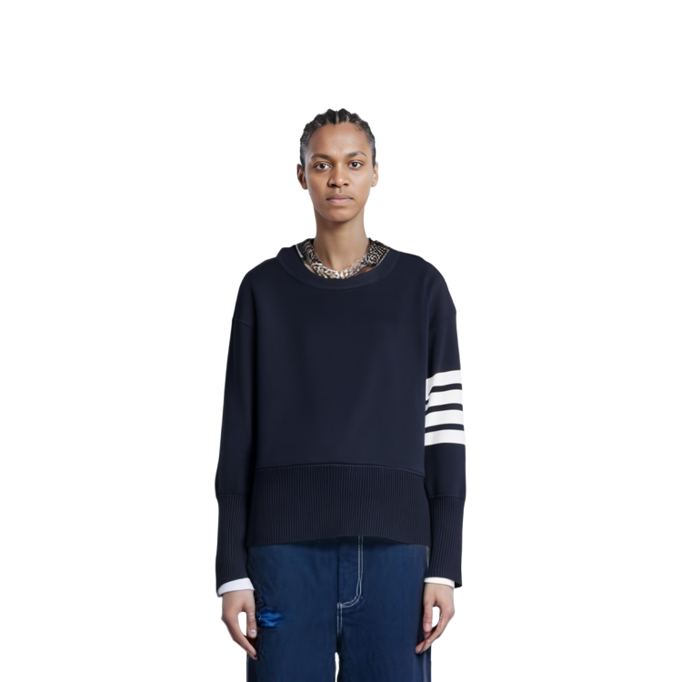 (Women) Thom Browne Wool Sweater Round Neck 4-Bar Stripes Blue. FKA342A-Y1002-415 圖 8