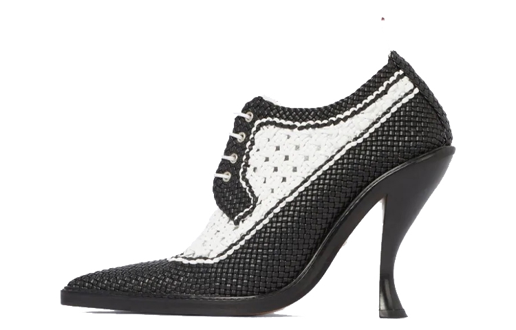 (Women) Thom Browne Woven Leather High Heel 'Black White' FFH196A00198001