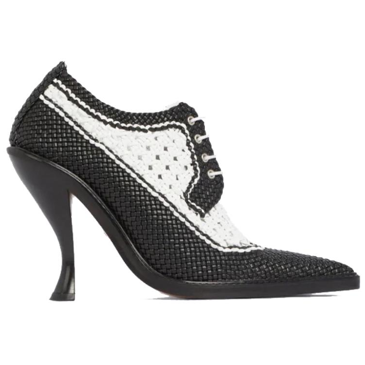 Order (W) Thom Browne Tacón Alto de Cuero Tejido 'Negro Blanco' FFH196A00198001