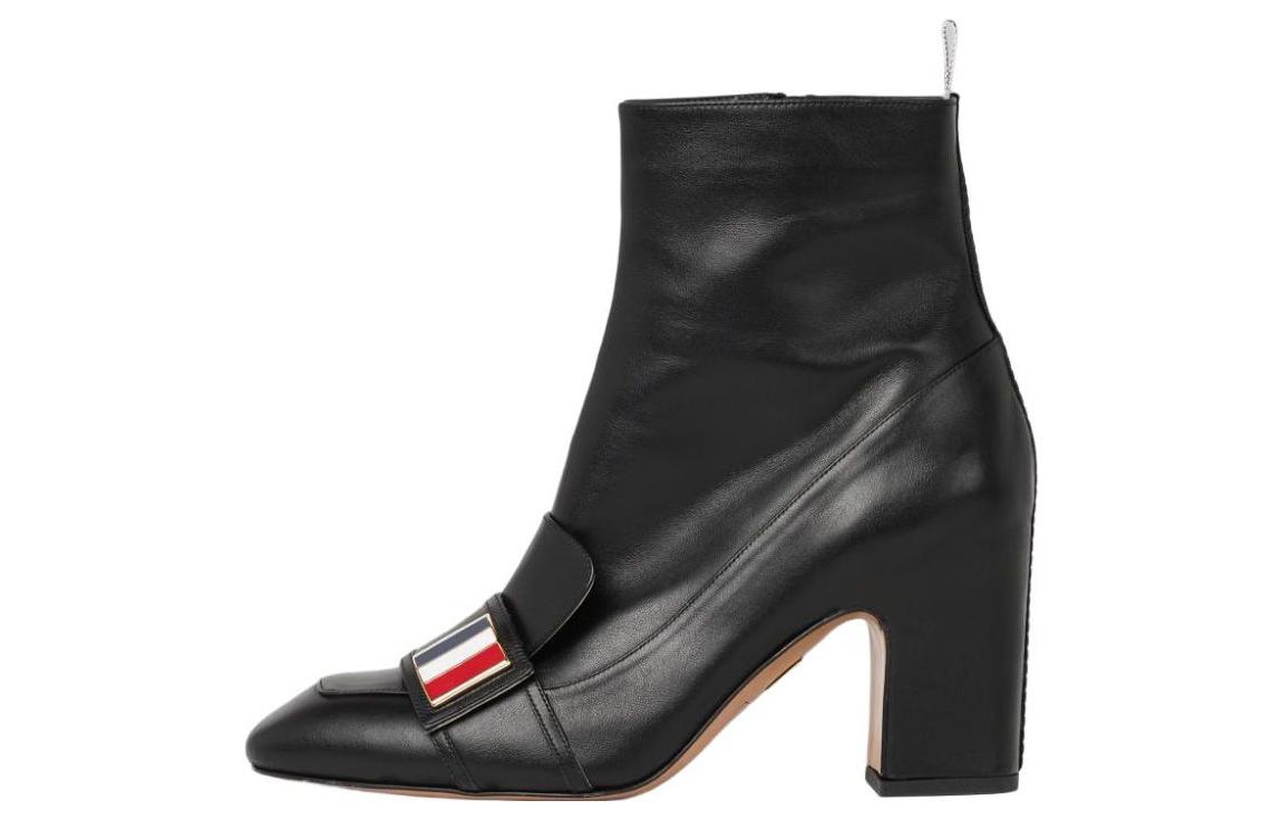 (W) Thom Browne Zippered Leather High-Heel Booties 'Black'