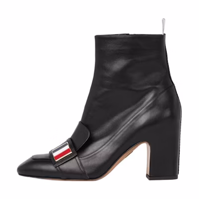 (W) Thom Browne Zippered Leather High-Heel Booties 'Black'