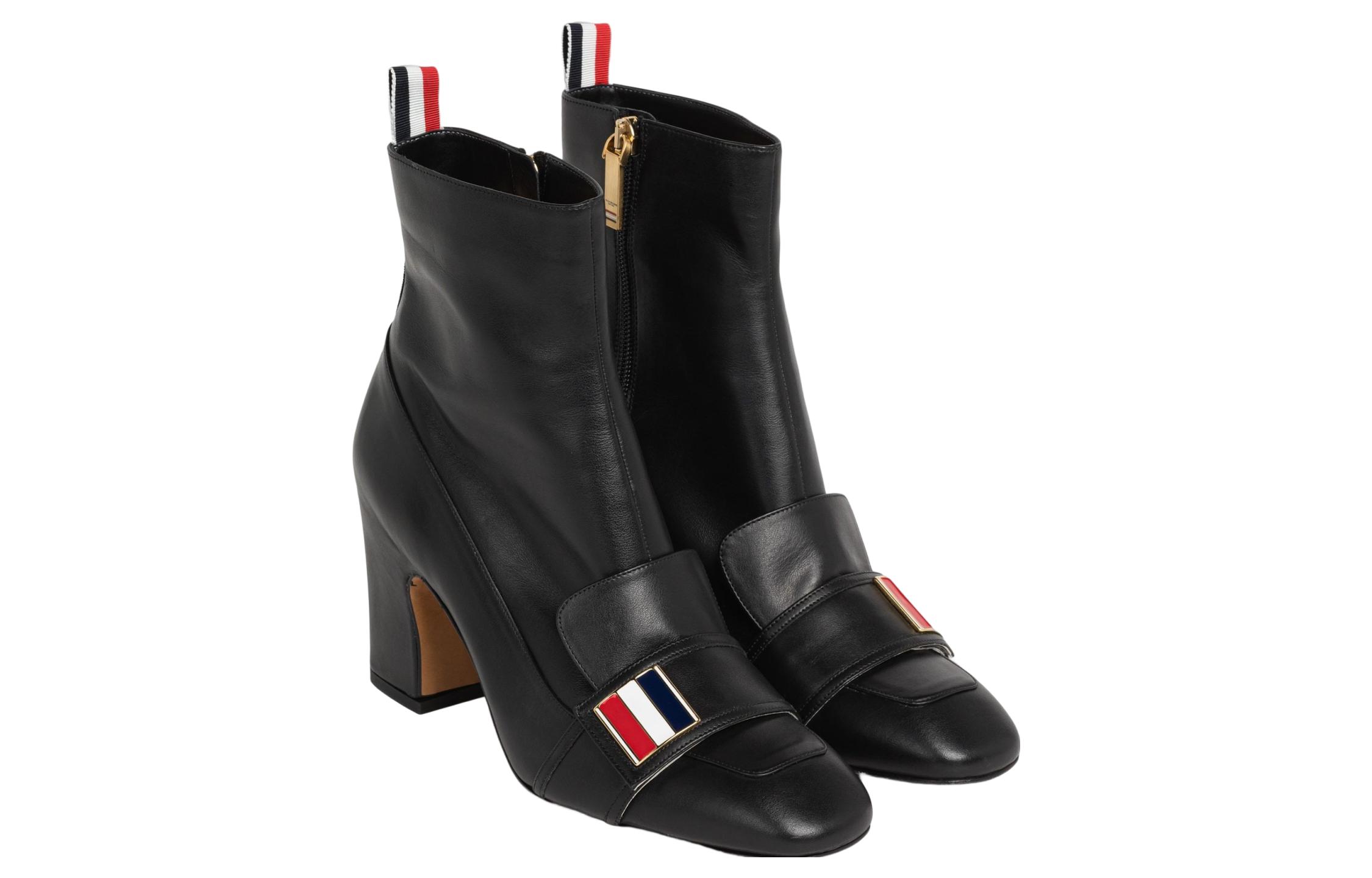 (W) Thom Browne Zippered Leather High-Heel Booties 'Black' 圖 3