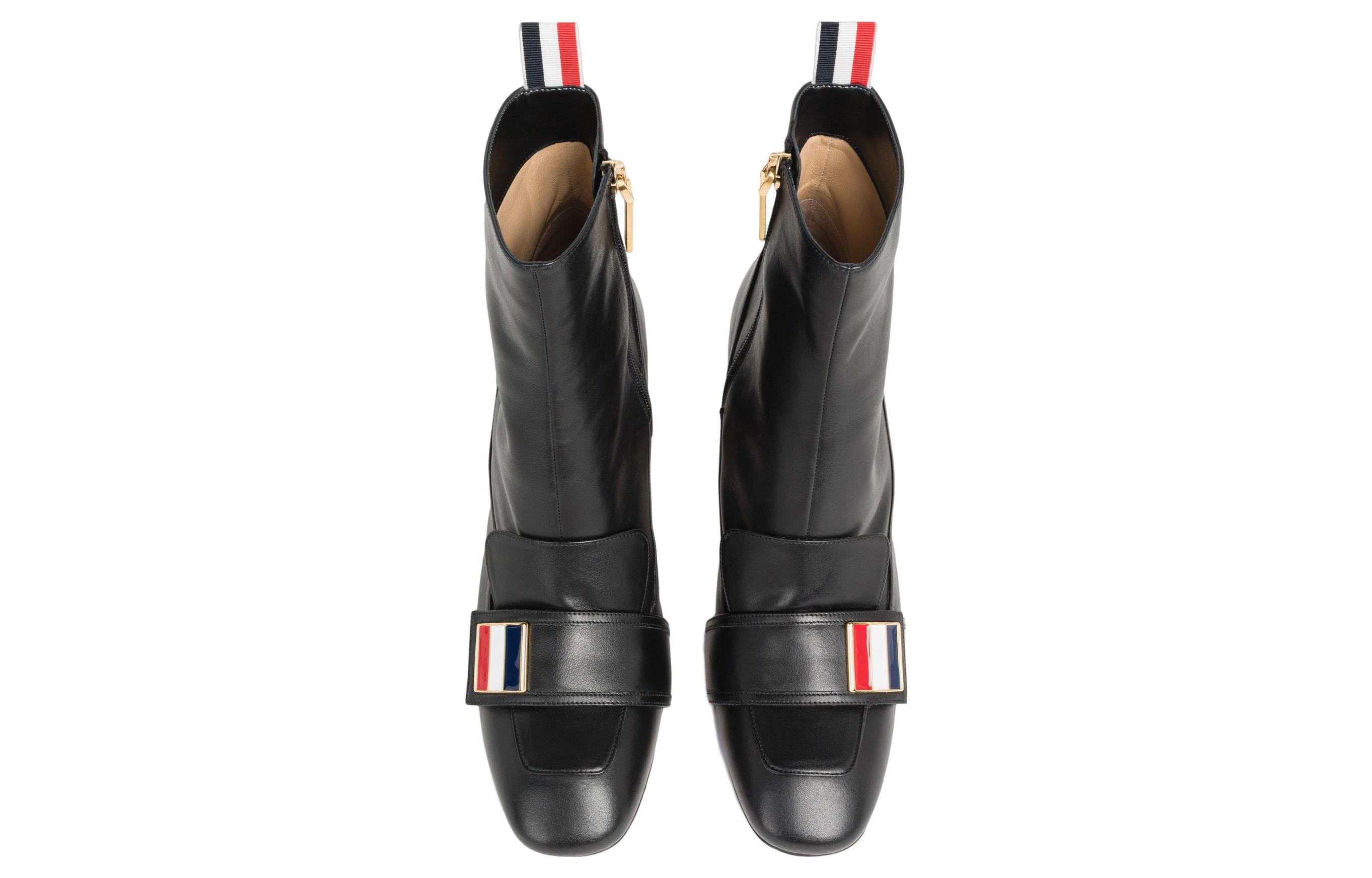 (W) Thom Browne Zippered Leather High-Heel Booties 'Black' 圖 4