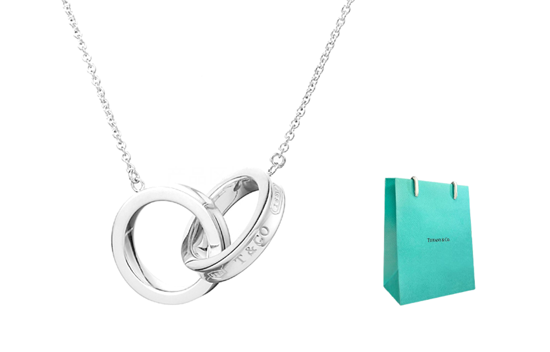 (Women) TIFFANY & CO. 1837 Series Double Circle Pendant 925 Silver Necklace Silver 22992139,37469017,30319575