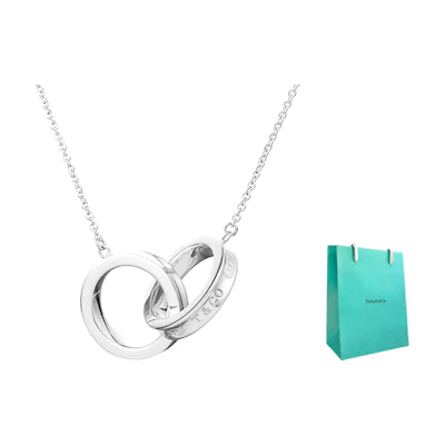 (Women) TIFFANY & CO. 1837 Series Double Circle Pendant 925 Silver Necklace Silver 22992139,37469017,30319575