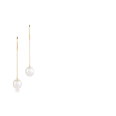 (Women) Tiffany & Co. 18K Gold Pearl Drop Design Earrings for Women - Gold GRP09643