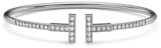 (Women) Tiffany & Co. 18k White Gold Engraved Logo Silver Bracelet for Women. 73122236 (Women) Tiffany & Co. 18k White Gold Engraved Logo Silver Bracelet for Women. 73122236