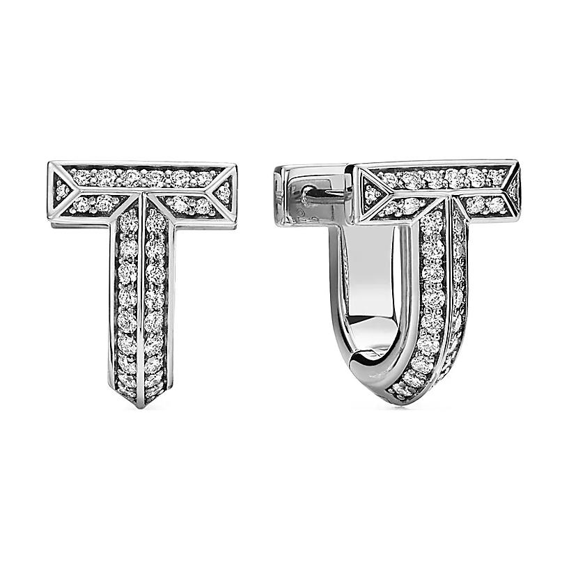 (Women) TIFFANY & CO. 18K White Gold Letter Design Earrings for Women - Silver. 73586143