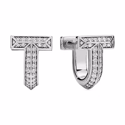 (Women) TIFFANY & CO. 18K White Gold Letter Design Earrings for Women - Silver. 73586143